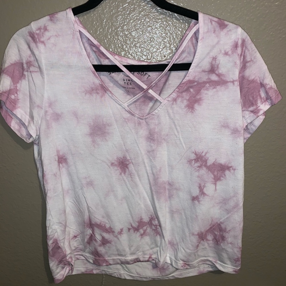 Cross cross tie dye top